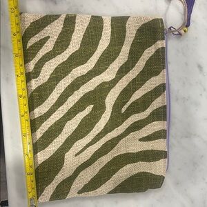 Green and Cream Zebra Print Clutch